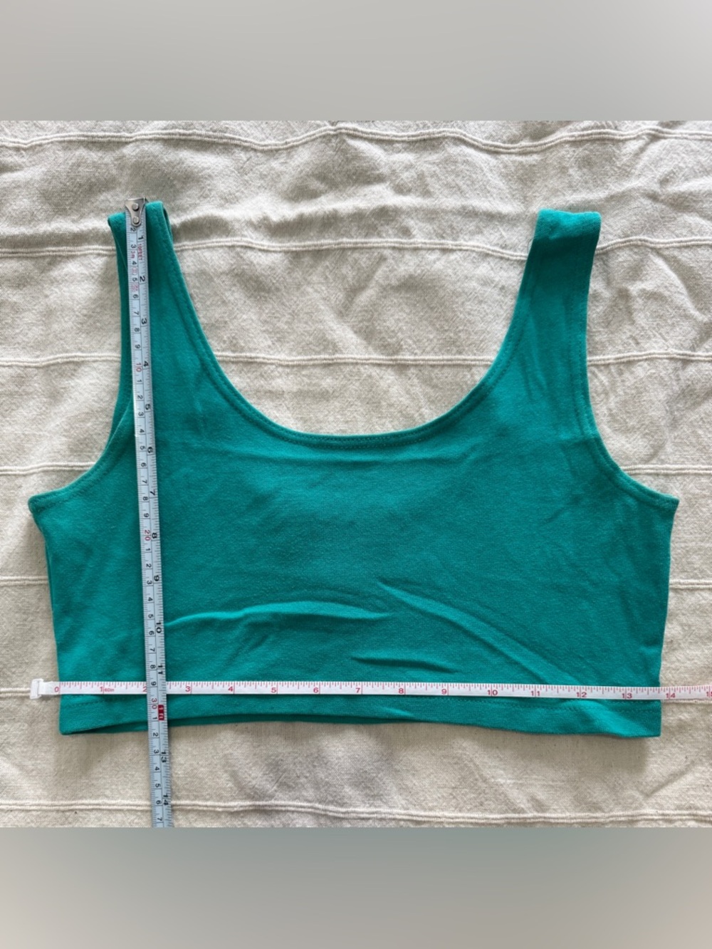 Cute Teal Green Scoop Neck Crop Top